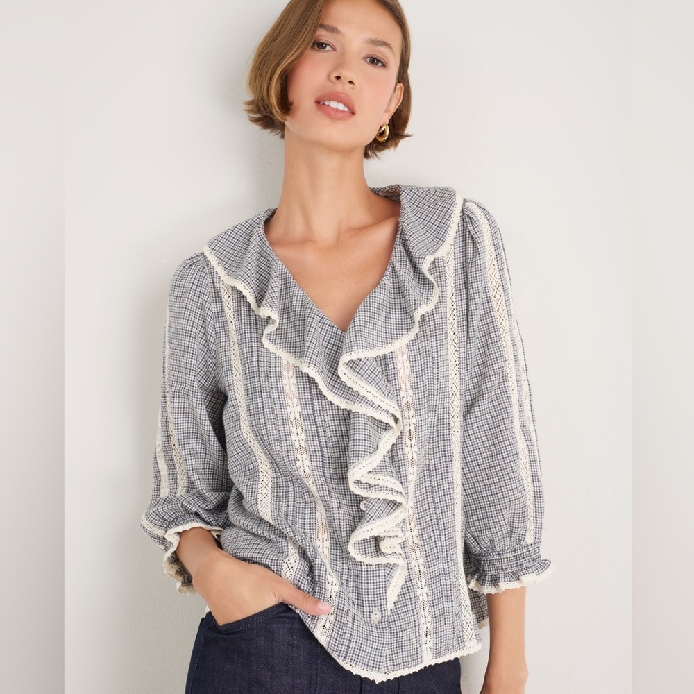[wyse london] sierra blouse in midnight/ivory check